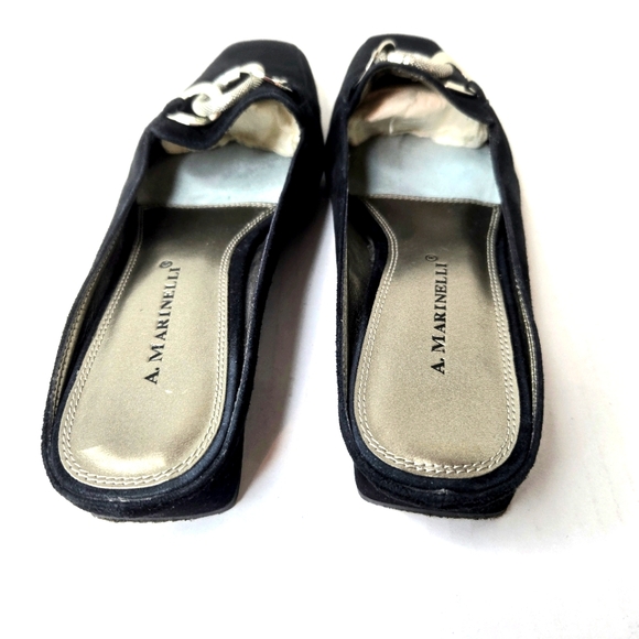 A. Marinelli Mules. Black Suede With Silver Accents. Size 7.5 - Picture 5 of 13